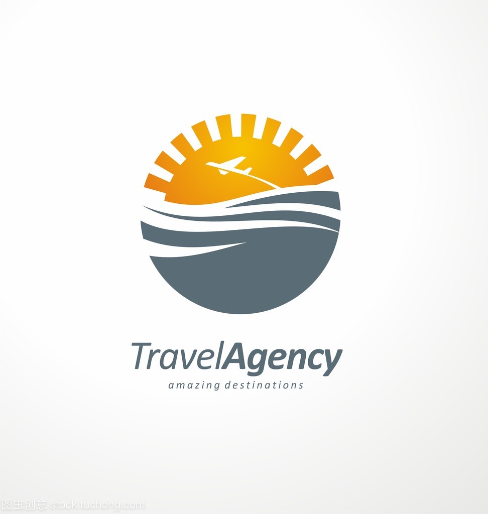 創(chuàng)意 logo 設計概念與太陽和海洋